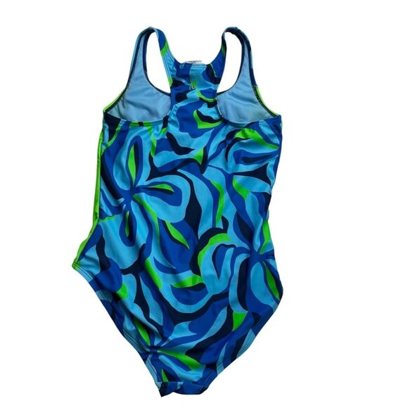 Spyder Girls Blue and Green One Piece Swim Suit Size 10 Years - Picture 3 of 7